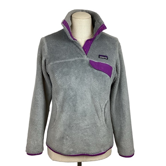 Patagonia Synchilla Polartec Retool 1/4 Snap Jacket Gray w Pink Accents - Picture 11 of 11